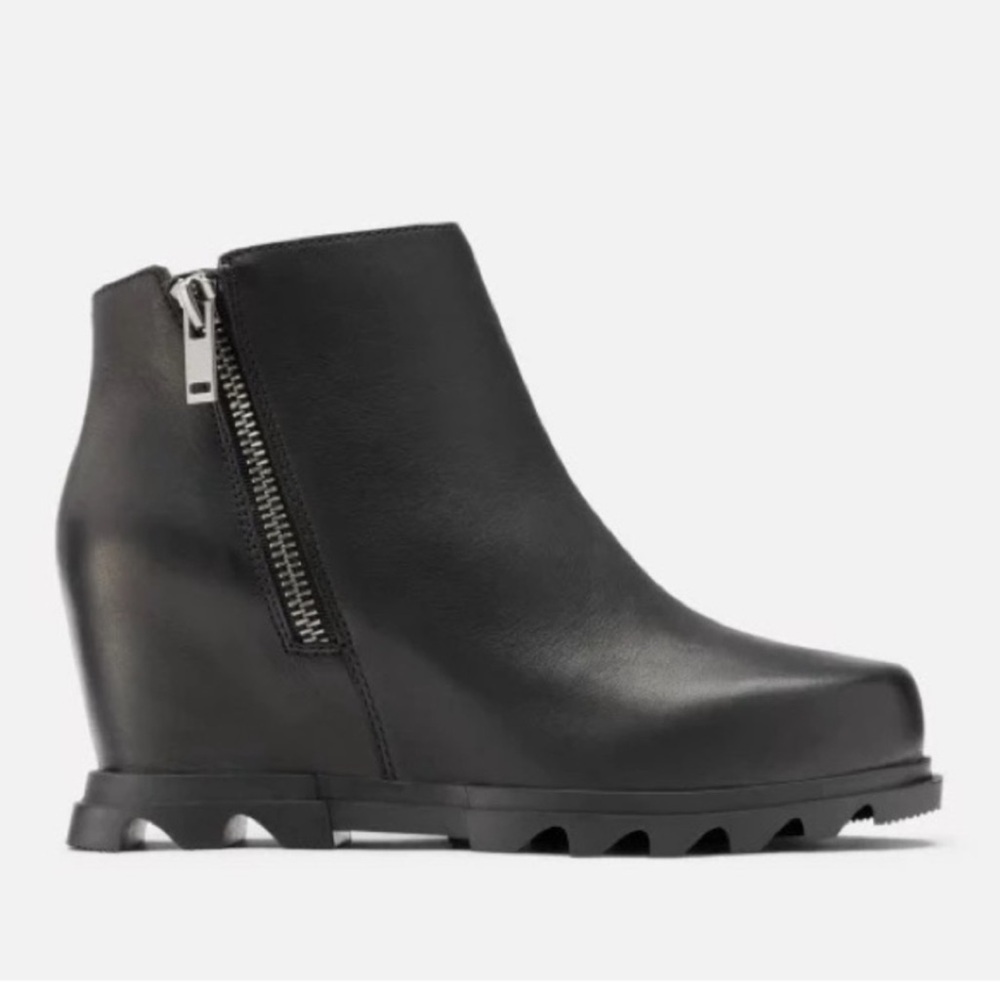 Sorel Joan of Arctic Wedge III Zip Leather Waterproof Boots Black Size 8.5 - Picture 1 of 16